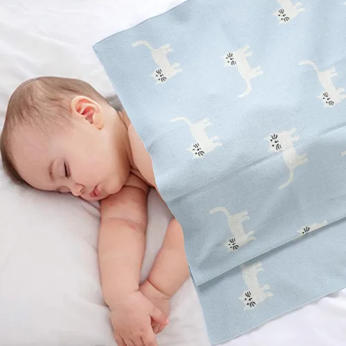 Miniatura 2 de Hadetoto Mantas de bebé para niños y niñas, mantas de algodón de punto para recién nacidos, manta de recepción de ganchillo neutro, esenciales