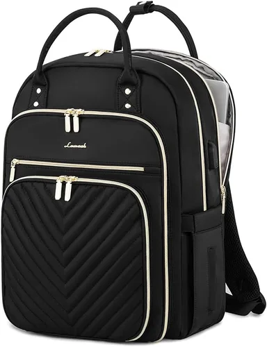 Miniatura 11 de LOVEVOOK Mochila para laptop para mujer, mochila de trabajo de moda con puerto USB, mochilas impermeables para el trabajo., Caqui-beige, 15,6 pulg.