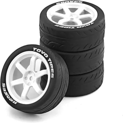 Lifehead - Neumáticos y ruedas para 1/10 RC On-Road Touring Drift Car HSP Tamiya XV01 TT01 TT02 HPI Kyosho FAZER MK2/0.472 in Hex Blanco