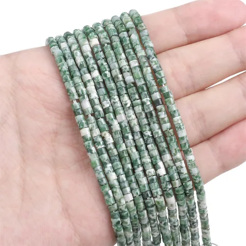 Miniatura 3 de BEADIA Cuentas Espaciadoras de Jade Natural Africano Planas Redondas Sueltas para Hacer Joyas con Abalorios 3mmx2mm 38cm Jade africano