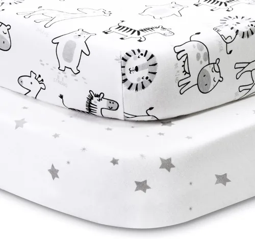 Miniatura 8 de Beberoad Love Paquete de 2 sábanas de moisés para bebé, 100% algodón, suaves, universales, para ovalado, reloj de arena y rectangular, elástico