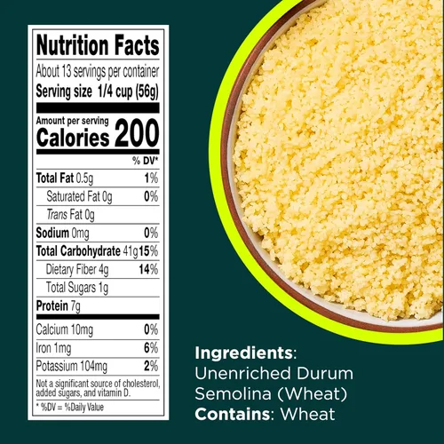 Miniatura 2 de RiceSelect Cuscús, pasta de cuscús de trigo estilo marroquí, sin OMG, tarro de 26.5 onzas, (paquete de 1)