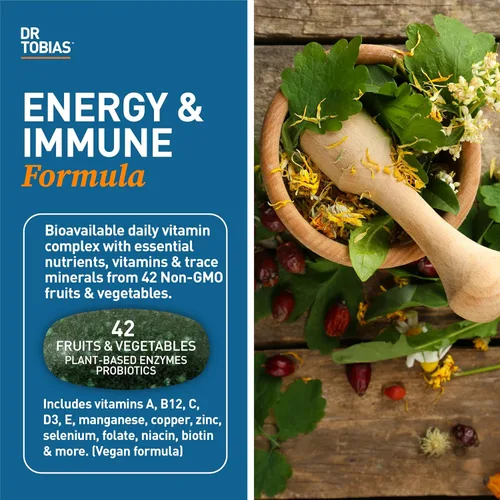 Miniatura 2 de Dr. Tobias Multivitamínico para adultos para mujeres y hombres, vitaminas de apoyo inmunológico de 42 frutas, verduras, más probióticos