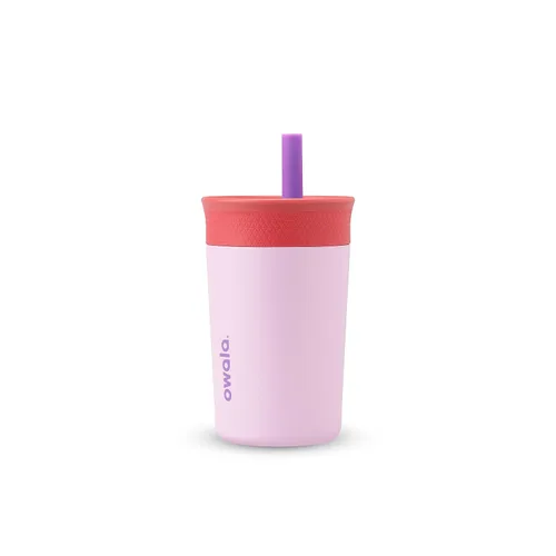 Miniatura 12 de Owala Vaso de acero inoxidable con aislamiento para niños con popote flexible resistente a derrames, fácil de limpiar y botella de agua de acero