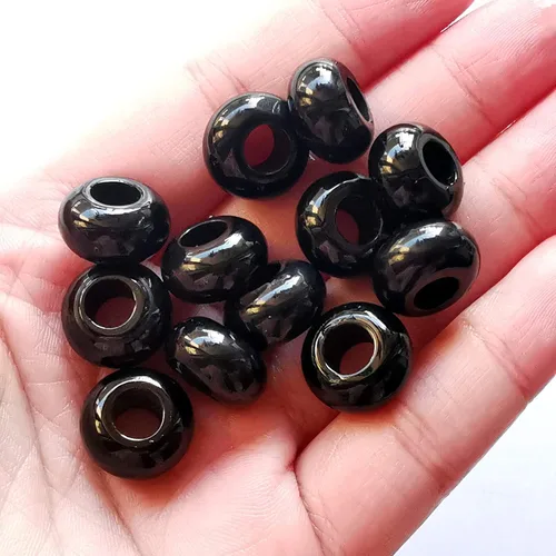Miniatura 2 de 15 cuentas de piedra suelta de obsidiana negra natural, cristales y piedras curativas, 0.236 pulgadas (0.236 in) para bricolaje