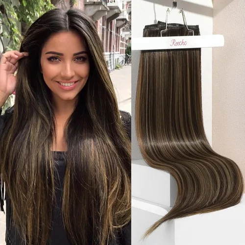 Miniatura 12 de REECHO Extensiones de cabello con pinzas, extensiones de cabello grueso y largo, extensiones de cabello sintético ligero para mujer, 24 pulgadas a