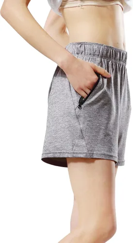 Miniatura 4 de Liberty Imports 1 o 5 paquetes de pantalones cortos de gimnasio para mujer con bolsillos con cremallera, ropa casual de salón para mujer activa