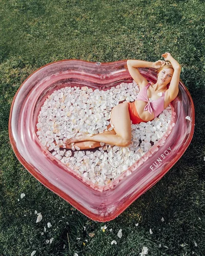 Miniatura 4 de FUNBOY - Piscina inflable gigante de lujo con corazón rosa transparente, diversión durante todo el año para piscinas de pelotas, piscinas, una