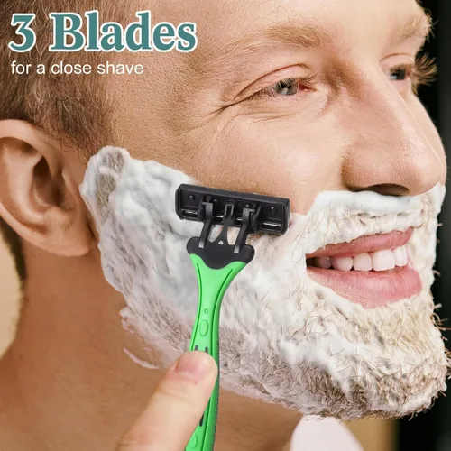 Miniatura 5 de 32 maquinillas de afeitar desechables para hombre a granel de 3 cuchillas para piel sensible, cómoda graduación Día del Padre