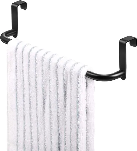 Miniatura 7 de 2 piezas barra toallero de metal para gabinete de cocina, barra toallero de acero para colgar en el interior o exterior de las puertas, hogar, Negro