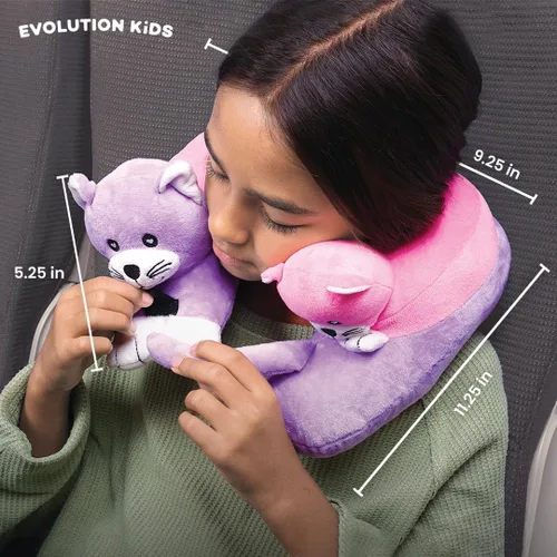 Miniatura 5 de Cabeau Almohada de viaje en avión para niños – Evolución para niños – Apoyo para el cuello para dormir en aviones, trenes y coches – Adorable
