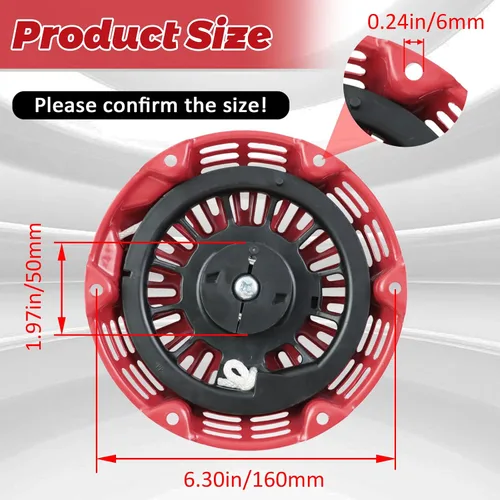 Miniatura 3 de WOTIAN Conjunto de arranque GX160 compatible con Honda GX120 GX200 5.5HP 6.5HP Piezas de repuesto del motor 28400-Z4M-306ZB 27400-Z1T-702 Arrancador
