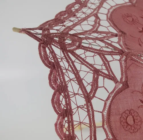 Miniatura 4 de AEAOA Sombrilla de encaje para boda algodón a la moda con mango de madera para decoración de fotos disfraz de dama talla adulta marrón