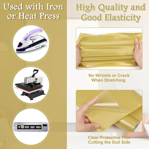 Miniatura 5 de Flasoo Rollos de vinilo de transferencia de calor, vinilo HTV para planchar de 12 pulgadas x 24 pies para camisetas, compatible con todas