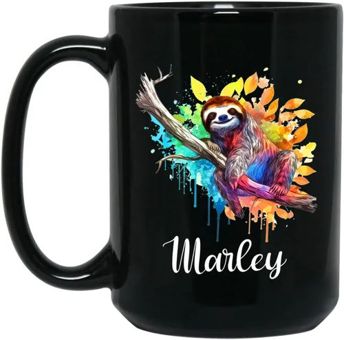 Miniatura 20 de Taza de café personalizada con nombre, taza de café personalizada con animales marinos coloridos del océano, 11 onzas, 15 onzas, taza de cerámica