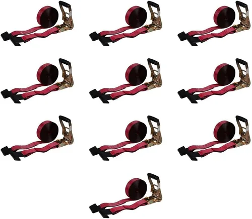 Miniatura 25 de Mytee Products Correas de amarre de trinquete con ganchos planos, 2 pulgadas x 20 pies amarillos 10,000 libras de resistencia a la rotura