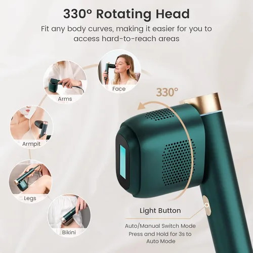Miniatura 7 de JOVS Depilación láser, [energía 24J] Depilación IPL para mujeres y hombres, tecnología de enfriamiento de hielo de zafiro sin dolor de 37 °F, 6 Verde