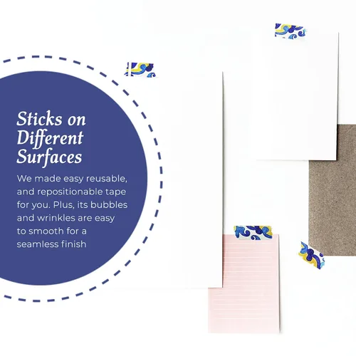 Miniatura 7 de Serenity Fair Washi Tape - Patrón de azulejos mediterráneos, suministros extra anchos de 4 pulgadas para álbumes de recortes, diario, calcomanías