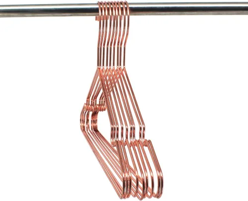 Miniatura 2 de 13.0 in Tamaño Niño Rosa Cobre Oro Brillante Metal Alambre Top Perchas de Ropa para Camisas Abrigo Almacenamiento y Exhibición
