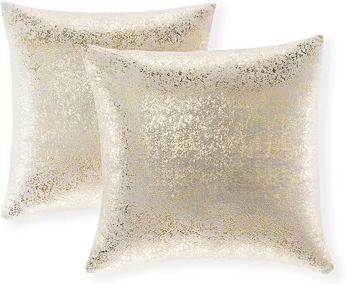 Miniatura 67 de Xinrjojo Juego de 2 almohadas brillantes en negro y dorado, almohadas suaves y brillantes decorativas, juego de fundas de almohada cuadradas negras