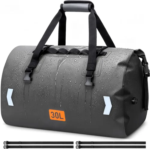 OCKLILY Bolsa seca impermeable, bolsa trasera de motocicleta enrollable de 30 L con válvula de aire y correas de fijación rápida, bolsas de viaje