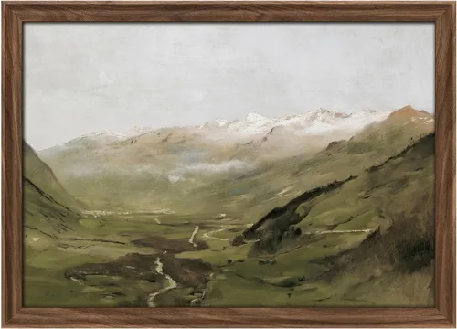 Miniatura 158 de MUDECOR Lienzo enmarcado prémium para pared, pinos nevados en bosque de invierno, ilustraciones modernas, arte contemporáneo, escénico, divertido