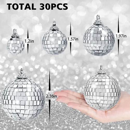 Miniatura 2 de 30 bolas de discoteca – Adornos de bola de discoteca con espejo colgante, decoración de fiesta de discoteca para despedida de soltera temática