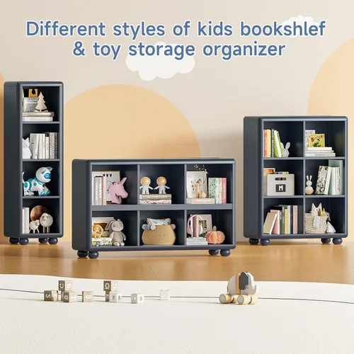 Miniatura 7 de ONBRILL Estantería infantil con 6 cubos de almacenamiento, organizador de almacenamiento de juguetes con diseño completo, diseño Montessori Shlef