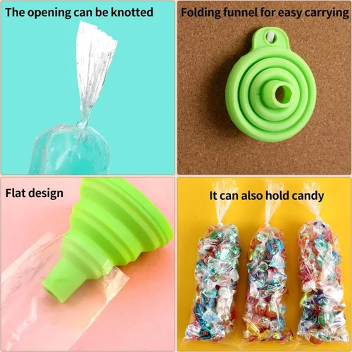 Miniatura 5 de Boao 240 bolsas de helado desechables para helados, moldes de plástico para congelar caramelos, bolsas para bolis de hielo con embudo de silicona
