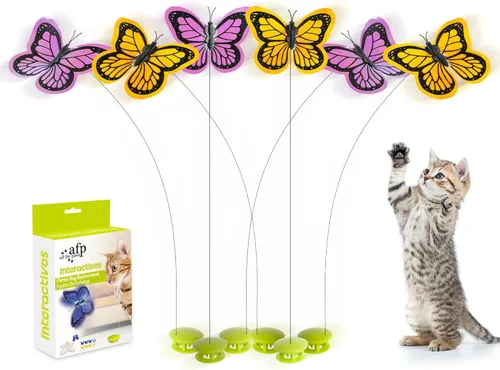 ALL FOR PAWS 6-Pack Butterfly Refills for Interactive Cat Toy, Replacement Butterflies for Automatic Cat Spinner Toy, Durable Self-Play Butterfly