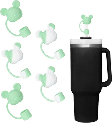 Miniatura 27 de Juego de 4 fundas de popote con diseño de estrella compatibles con vasos Stanley de 30 y 40 onzas, reutilizables, bonitas puntas de popote