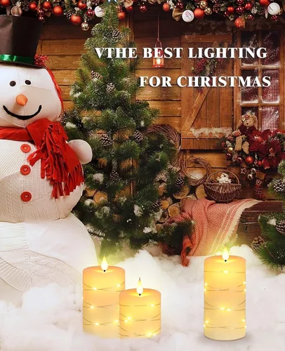 Miniatura 4 de Da by Velas sin llama con tira de luces, velas que funcionan con pilas, velas LED parpadeantes con control remoto y temporizador, cera real, paquete
