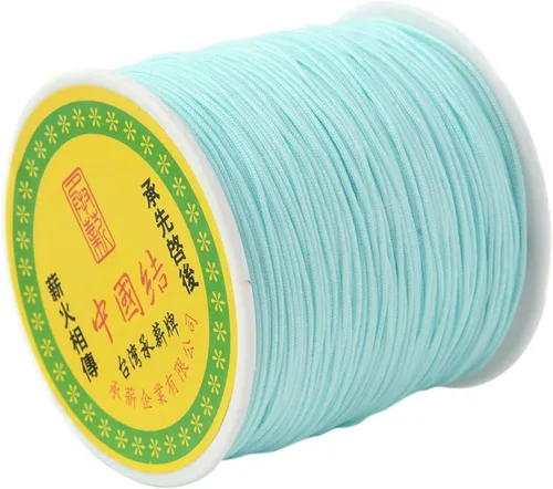 Miniatura 34 de Cheriswelry 100 yardas/rollo de cuerda trenzada de nailon de 0.031 in, color azul cielo claro, cordón de nudo chino, cuerda de cuentas
