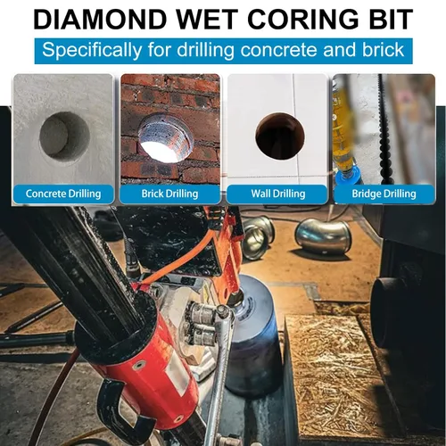Miniatura 6 de SALI Brocas de núcleo de diamante para uso en húmedo de 1"/25mm de diámetro, broca de núcleo de concreto de 15"/380mm de profundidad de perforación