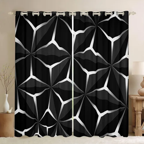 Miniatura 62 de Feelyou - Cortinas de ventana en forma de panal, tema geométrico hexagonal con luces de neón verdes, para chicos adolescentes y hombres, elegante