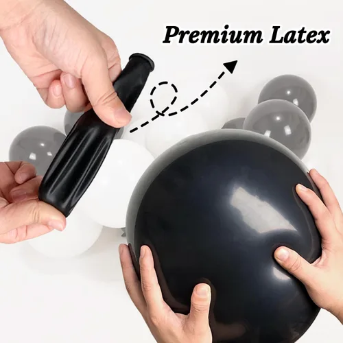 Miniatura 4 de 100 globos blancos y negros de látex gruesos de 12 pulgadas para decoraciones de cumpleaños, bodas, fiestas de graduación (globo blanco negro)