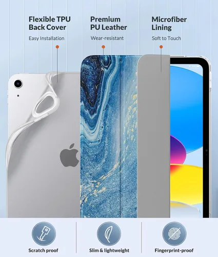Miniatura 4 de MoKo Funda para Nuevo iPad (A16) de 11ª Generación 2025/ 10ª Generación 2022, Funda para iPad de 11 Pulgadas/ 10.9 Pulgadas con Funda Trasera
