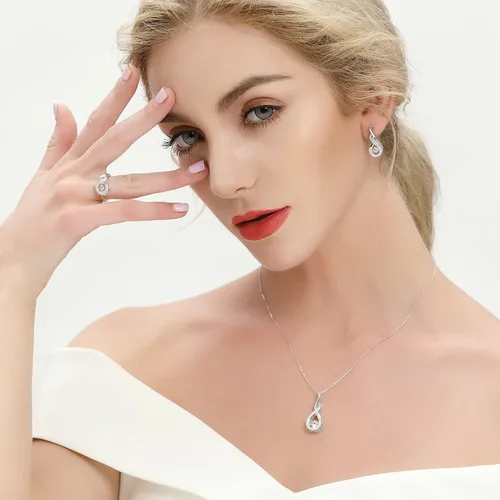Miniatura 4 de JO WISDOM Infinity Collares, plata de ley 925, circonita cúbica, nudo infinito, con colgante de diamante bailando, joyería de piedra de nacimiento