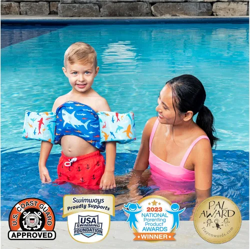 Miniatura 5 de SwimWays Swim Trainer, US Coast Guard Approved Life Vest Kids Swim Vest, Arm Floaties & Life Jackets for Kids 33-55 lbs