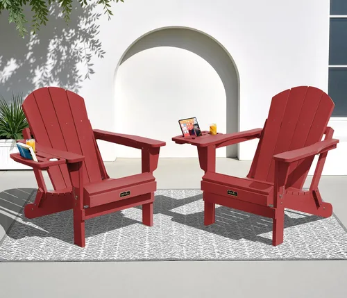 Miniatura 92 de SERWALL - Silla plegable Adirondack para patio, jardín, exterior, resistente a la intemperie, sillas para hoguera, color naranja