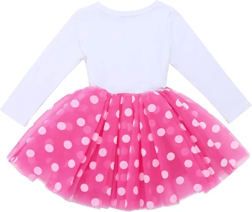 Miniatura 2 de ODASDO Vestidos de princesa de manga larga tutú de tul con lazo y lazo para niñas pequeñas