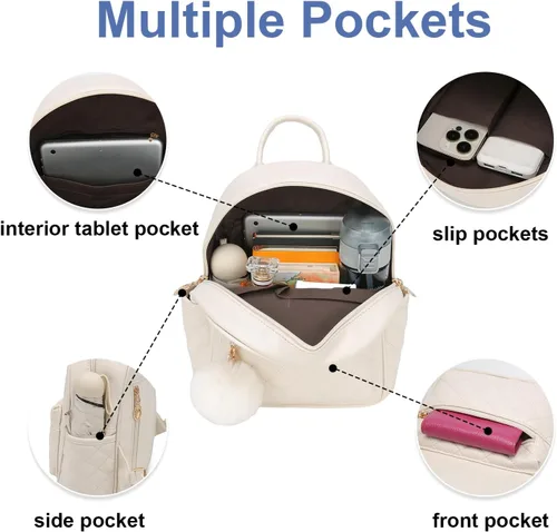 Miniatura 34 de Mini mochila de moda para niñas, bolso pequeño lindo de cuero a cuadros para mujer, mochilas pequeñas, Negro -, Mini mochila de moda para niñas