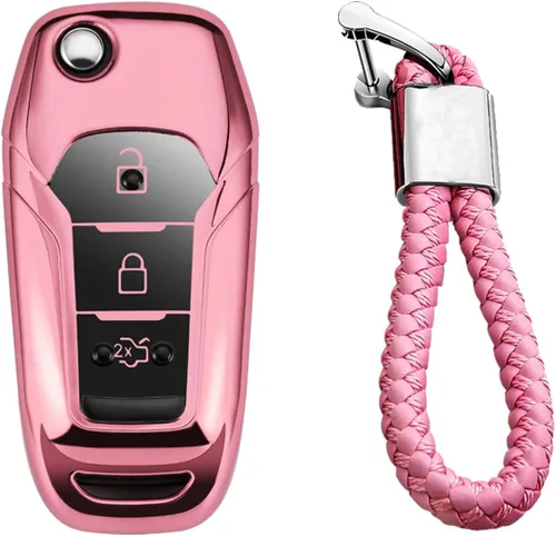 Miniatura 11 de Funda de llave de mando de coche de silicona suave con textura de fibra de carbono para Ford EcoSport Escort Explorer F-150 F-250 F-350 F-450 F-550