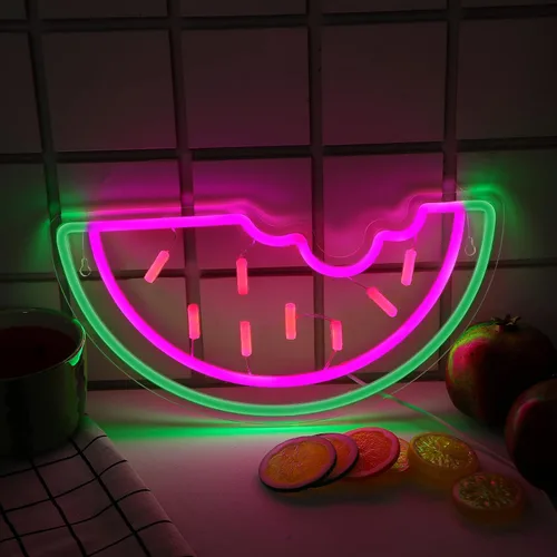 Miniatura 6 de Letrero de neón de sandía, funciona con USB, luz LED de neón acrílica, arte de frutas, letreros de luz LED decorativos para el hogar, dormitorio