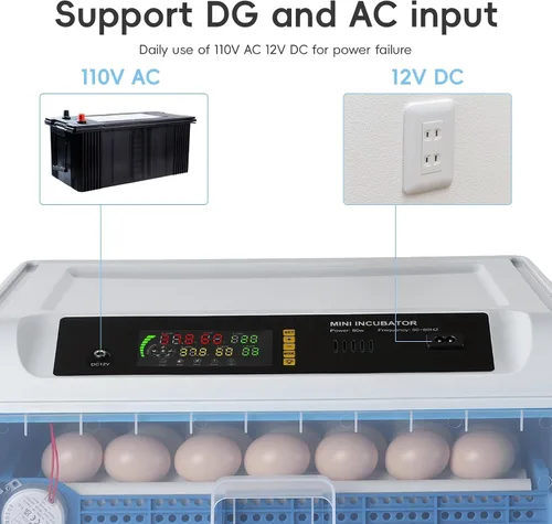 Miniatura 6 de Incubadora de huevos de 120 huevos, criadora automática grande de huevos con girador automático y control de temperatura, incubadora de aves