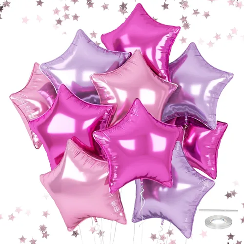 Miniatura 21 de Globos de estrellas rojas, azules y negras, globo de papel de aluminio de 18 pulgadas para helio, paquete de 10 globos rojos y azules, globo de Negro