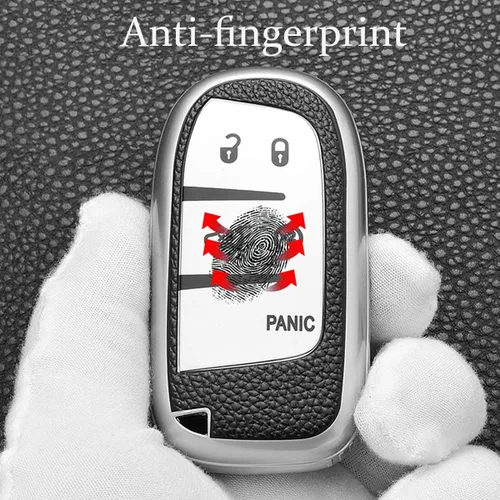 Miniatura 6 de ontto Funda de llave de 5 botones para Jeep Key Fob Case TPU Leather Pattern Key Skin para Chrysler 300 200 Dodge Charger para Jeep Grand Cherokee