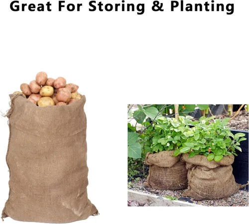 Miniatura 7 de Paquete de 4 bolsas de arpillera para carreras de sacos de patatas de 24 x 40 pulgadas, juegos de césped al aire libre para niños y adultos
