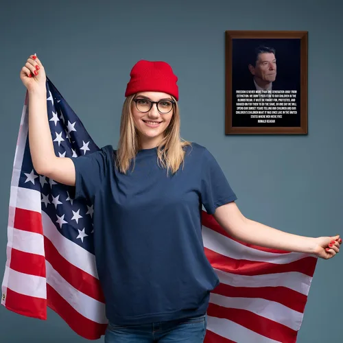 Miniatura 3 de REGALOS DE LUJO AMERICANO Arte de pared con cita patriótica – “La libertad está a una generación de distancia” – Cartel de retrato presidencial