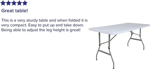 Miniatura 4 de Flash Furniture Kathryn Mesa plegable de plástico blanco granito ajustable de 4.93 pies de altura